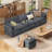3-Seat Corduroy Sofa Sleeper, Sectional Sofa Comfy Cloud Couch with Movable Ottoman & Arm Pillows for Living Room-216802075