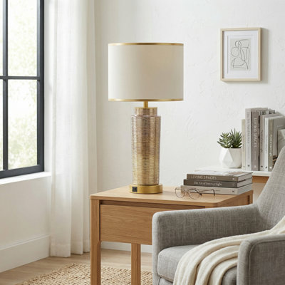 Lampe de table moderne 25 po en céramique avec ports USB