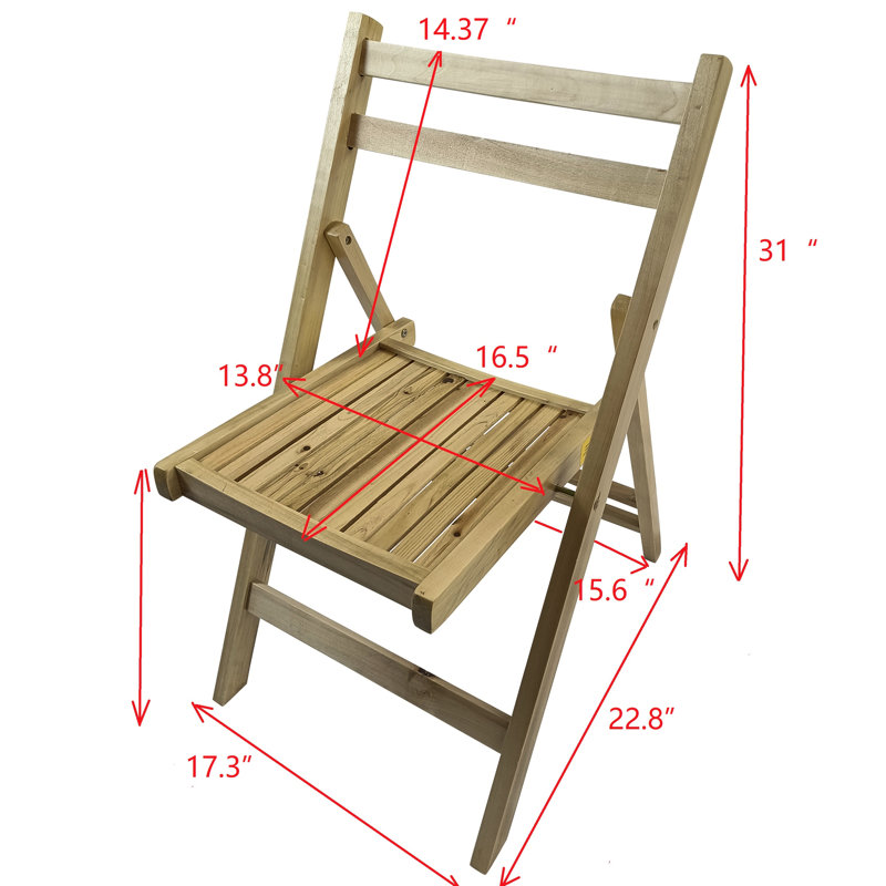 Versatile Solid Wood Folding Chair Of 4 - For Different Room Settings Foldable  4  Rustic Slatted Seat For A Natural Look, 4