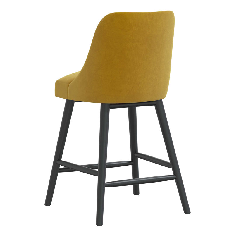 Tabouret de bar et de comptoir Gallie, Tabouret de comptoir (siège d'une hauteur de 27 p, Velours moutarde