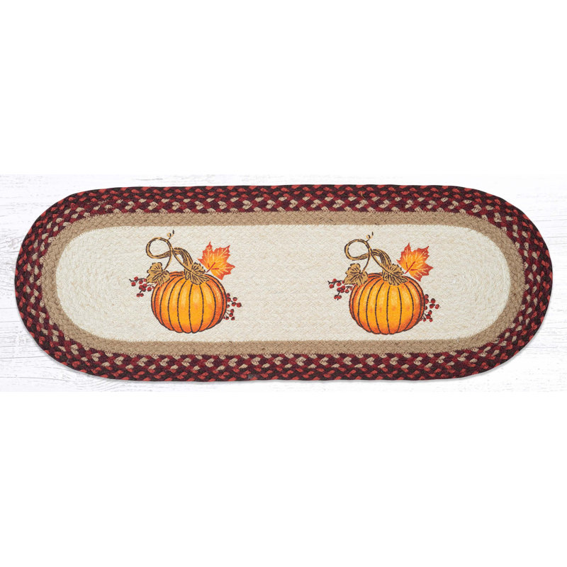 Earth Rugs Autumn Pumpkin Oval Table Runner 36" H, Autumn Pumpkin