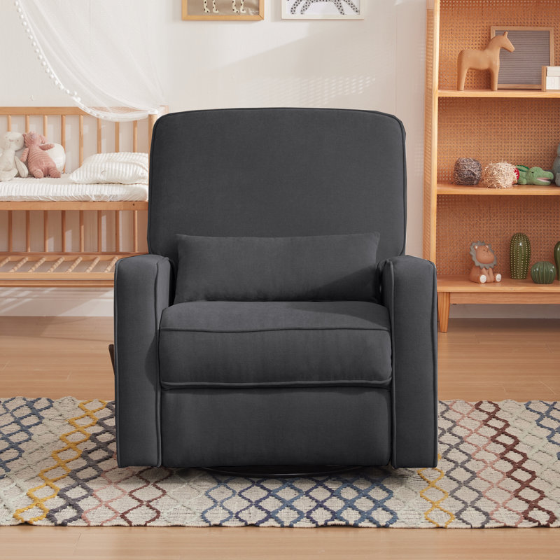 Tucker 33" Wide Modern Chenille Swivel Glider, Dark Gray