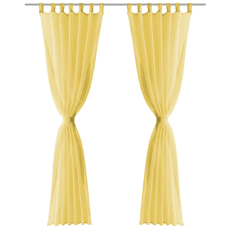 Babylon Semi Sheer Curtain Pair, 140cm Width x 175cm Drop, Yellow