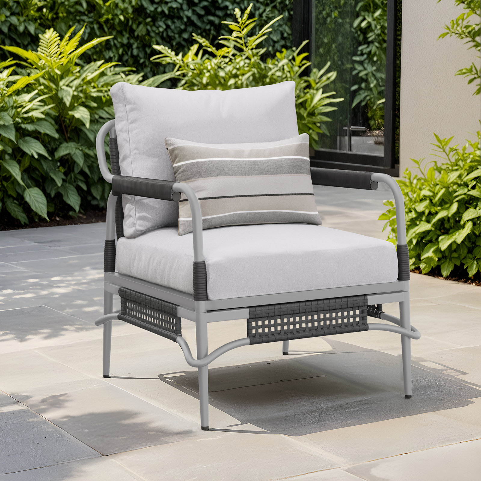 Hope Sunbrella® Patio Lounge Chair, Light Gray Polyester Cushion, Light Gray