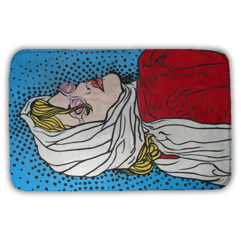 Pop art woman Bath Mat with Non-Slip Backing - Quick Dry Memory Foam Bathroom Rug - Absorbent - Modern Plush Spa-Style - Machine Washable