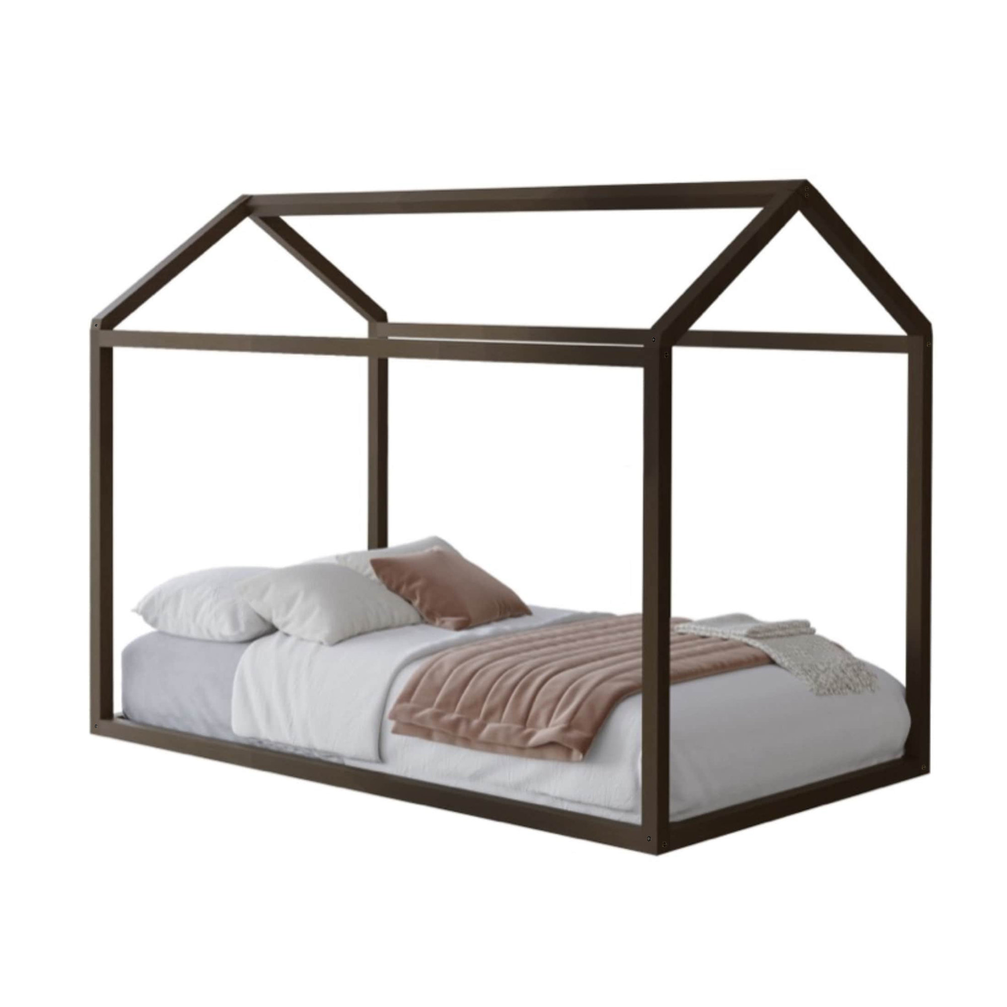 Zirke Twin Canopy Bed by Harper Orchard, Gray