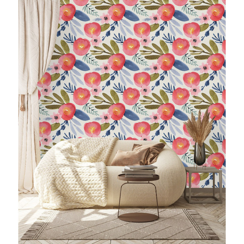 Peel & Stick Floral Tile, 2.08' W x 10.42' L
