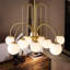 Spoffo 10-Light Contemporary Gold Ceiling Light Frosted Glass Globe Bubble Chandelier-823120938