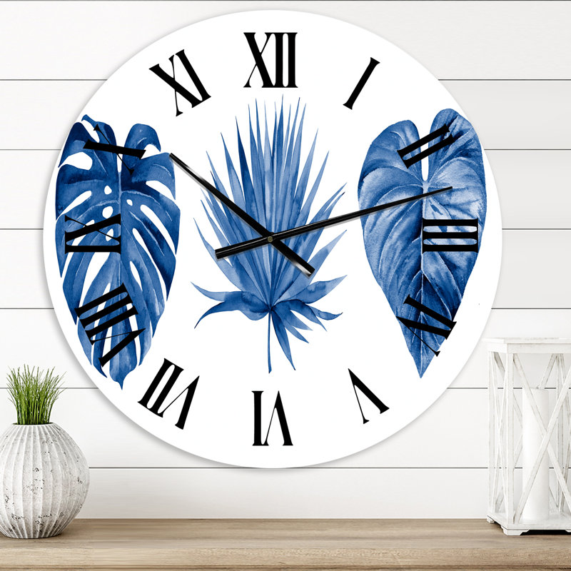 Classic Classic Tropical Leaves - Horloge murale tropicale, Moyen