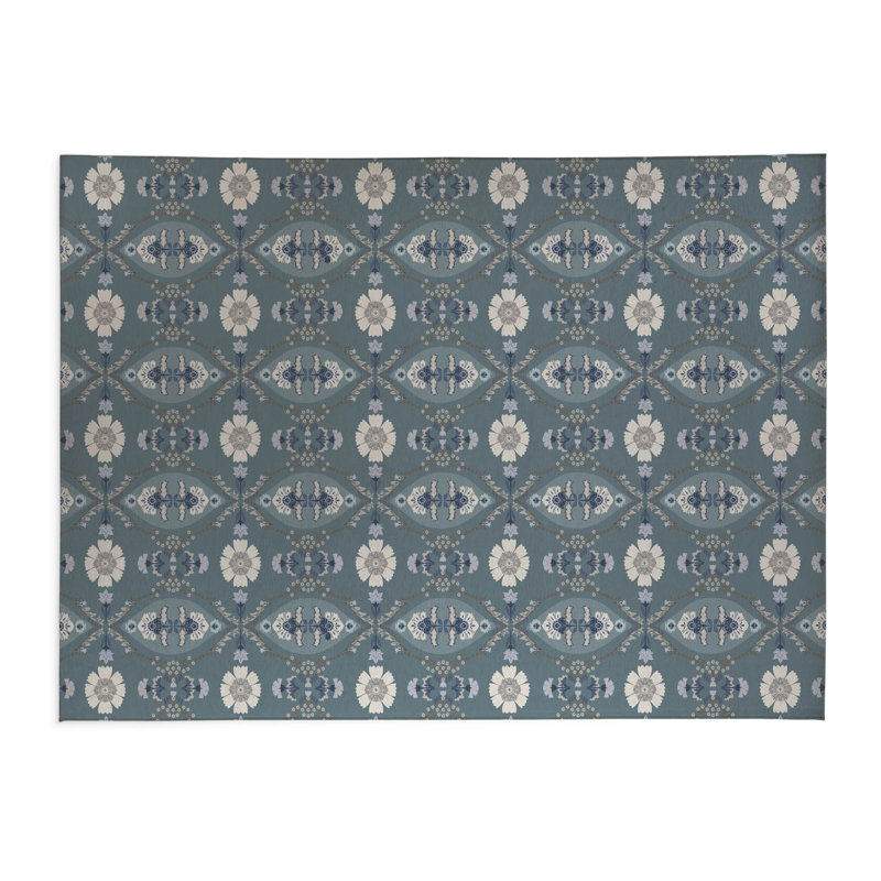 Tapis de cuisine Reeva, Rectangle 7 pi x 5 pi, Sarcelle