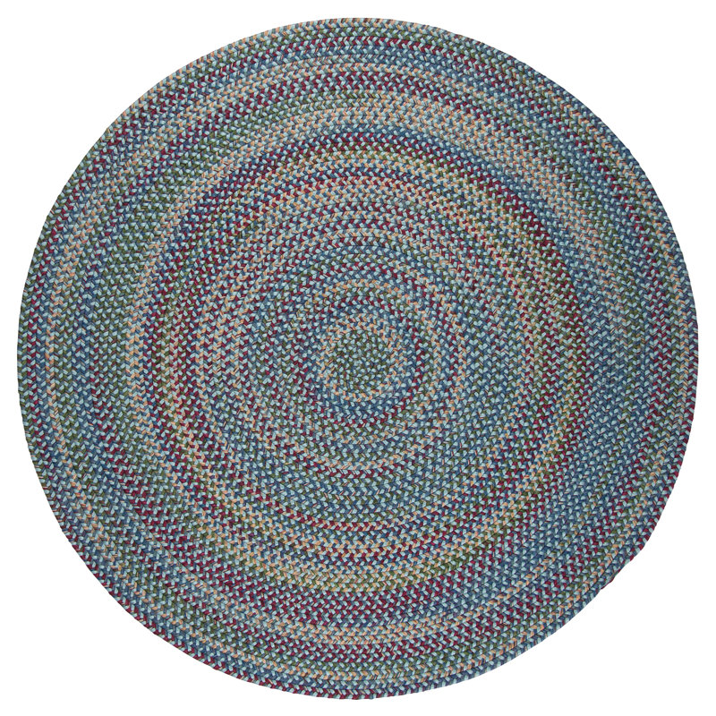 Tapis tressé bleu/vert Dollman, Rond 8 pi