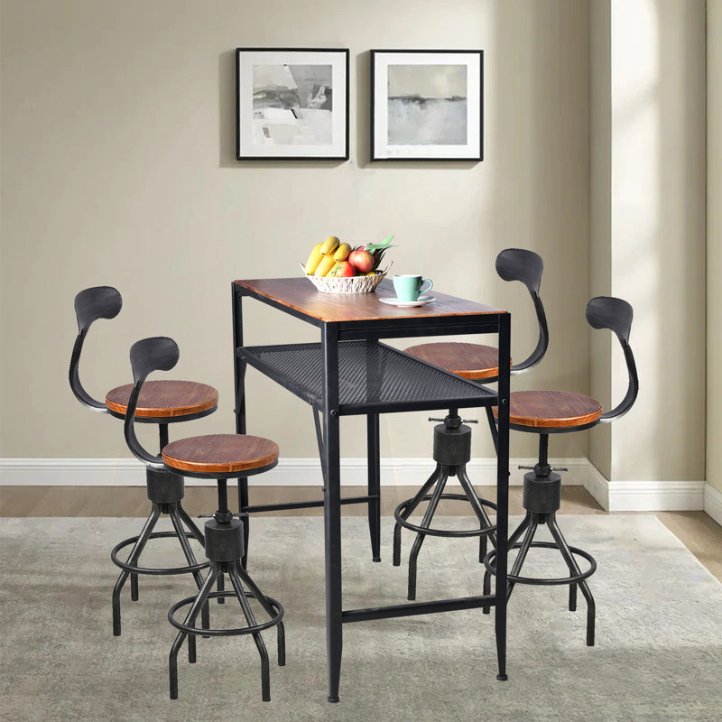 Johannus 4 - Person Pine Solid Wood Top Four Leg Dining Set