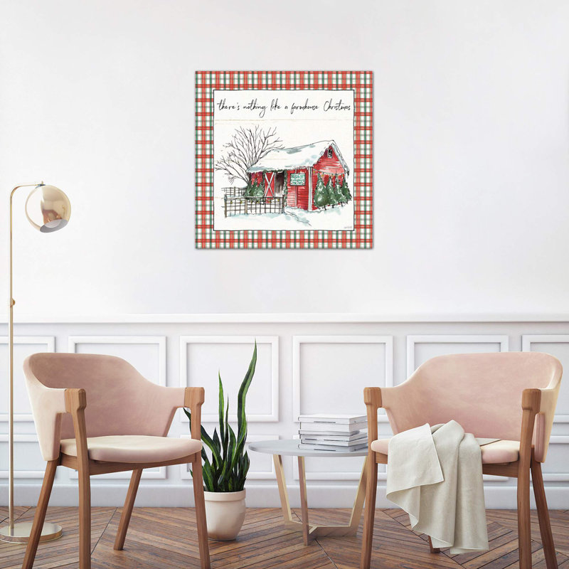 Holiday On The Farm Iv - Plaid by Anne Tavoletti - Print on Canvas, Wrapped Canvas, 45.72 cm H x 45.72 cm W x 1.91 cm D