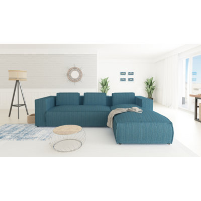 Modern L-Shape Corner Sofa  Made of Cord with Soft Seat