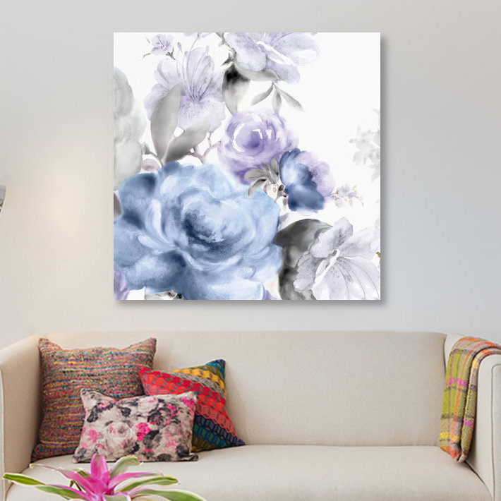 «Floral I», impression sur toile, H 12 po x l 12 po x P 0,75 po, Toile tendue, Pas de tapis