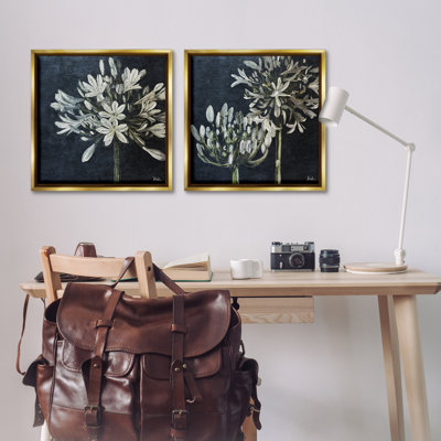«Blossoming Flower Stem», ensemble de 2 toiles flottantes encadrées par Patricia Pinto