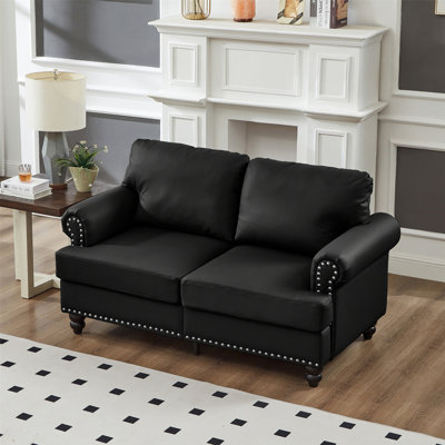 Indoor Wooden Frame Loveseat, Upholstered Sofa For Living Room, Apartment, Office