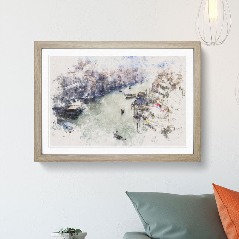 Grand Canal in Venice Italy - Picture Frame Painting Print, Oak Framed, 45cm H x 63cm W x 2cm D