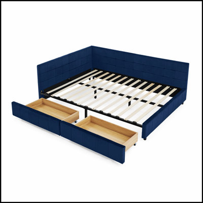 Structure de lit confortable rembourrée en velours avec rangement, canapé-lit convertible pour chambres à coucher et salons modernes
