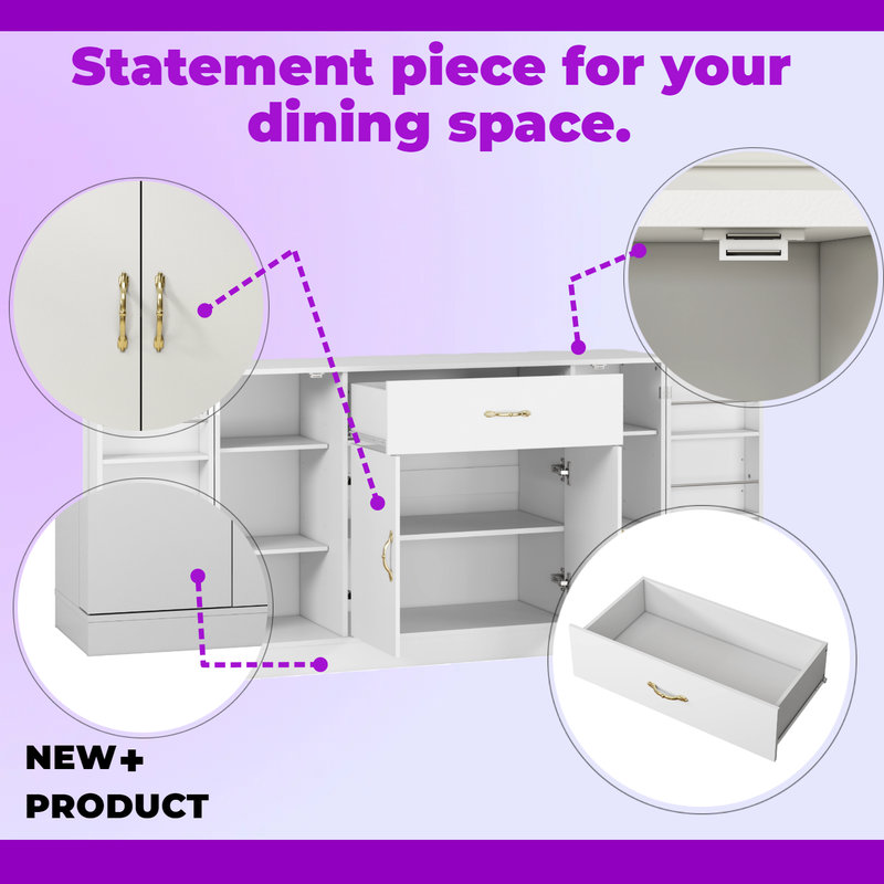 Buffet de rangement avec tiroir, buffet de salle à manger 4 portes