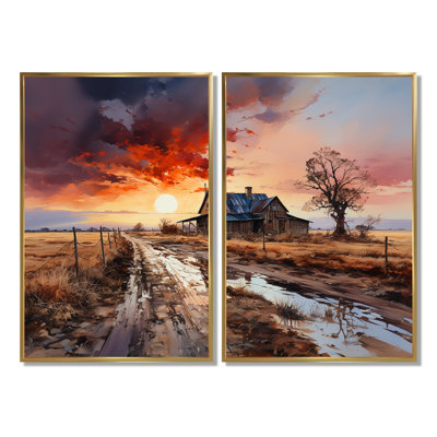 «Sunrise Countryside Farm Unveilé II», reproduction d'art sur toile
