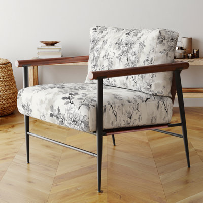 Fauteuil d'appoint French Country - Fauteuil gris rétro Toile