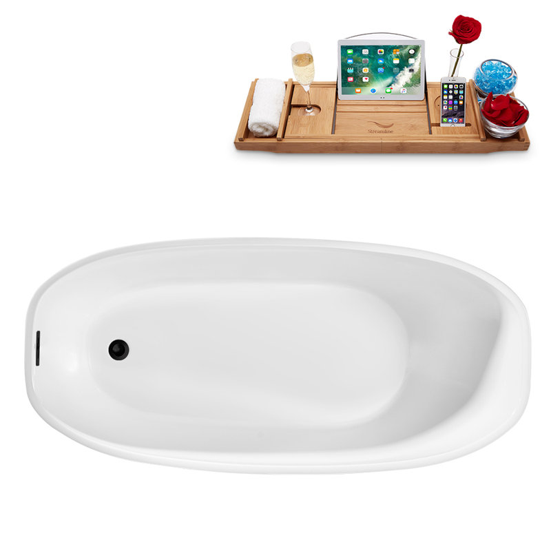 1600mm x 749.3mm Soaking Acrylic Bathtub, Matte Black