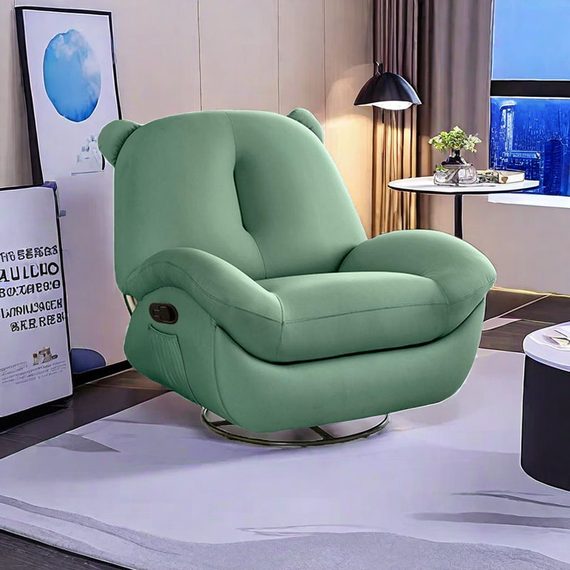 Cirillo Faux Leather Recliner, Teal Faux Leather