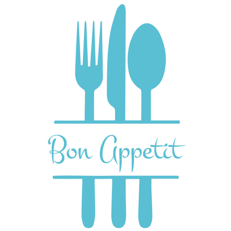 Décalcomanie murale de cuisine bon appetit, H 36 po x l 22 po x P 0,01 po, Noir