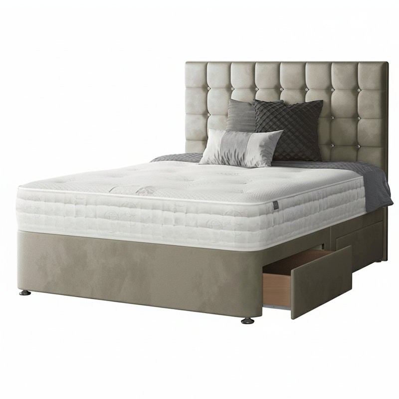 Galarza Divan Bed Base, Small Double (4'), Coffee, 4 Drawers