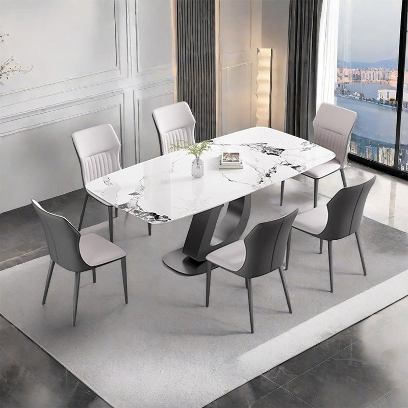 Minimalist modern rectangular dining table set, 29.5"H x 70.8"L x 35.4"W
