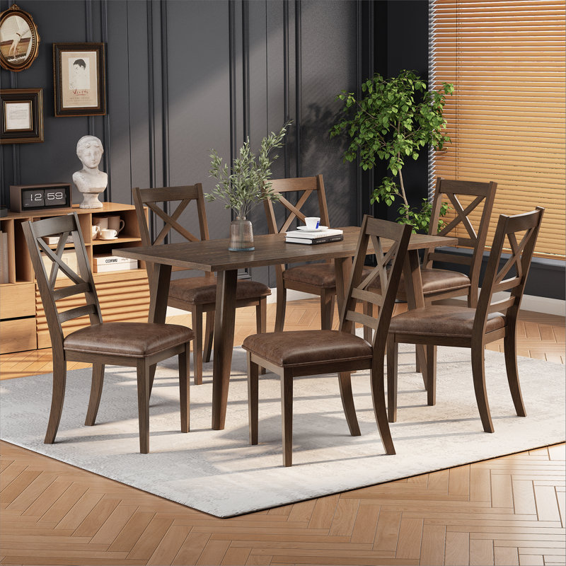 Ensemble de 2 chaises de salle à manger, brun