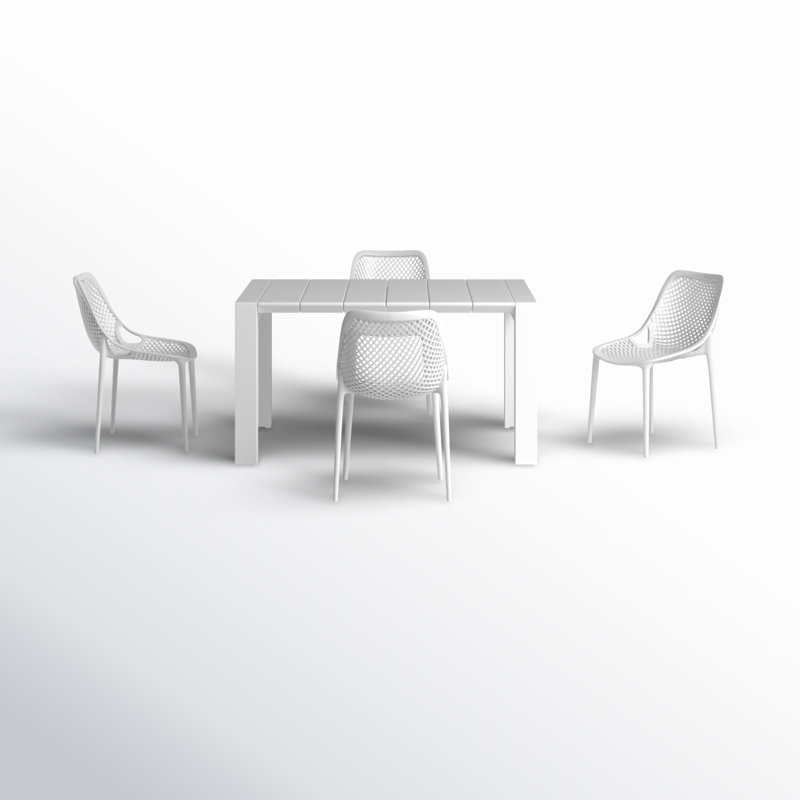 Asherton Square 4 - Person 39" Long Dining Set, White