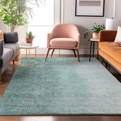 Tapis bleu sarcelle lavable à la machine Premium Prisco