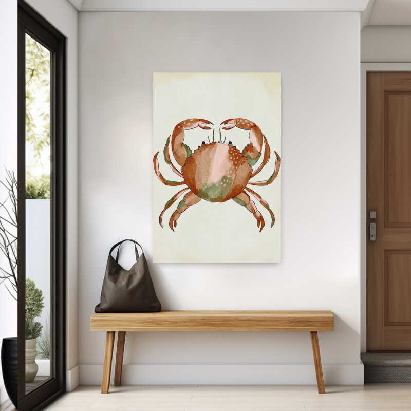 Aquarelle, crabe, coquillages, crabe