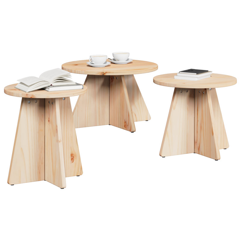 Coffee Table Round Living Room Wooden Rustic Accent Center Low, Natural
