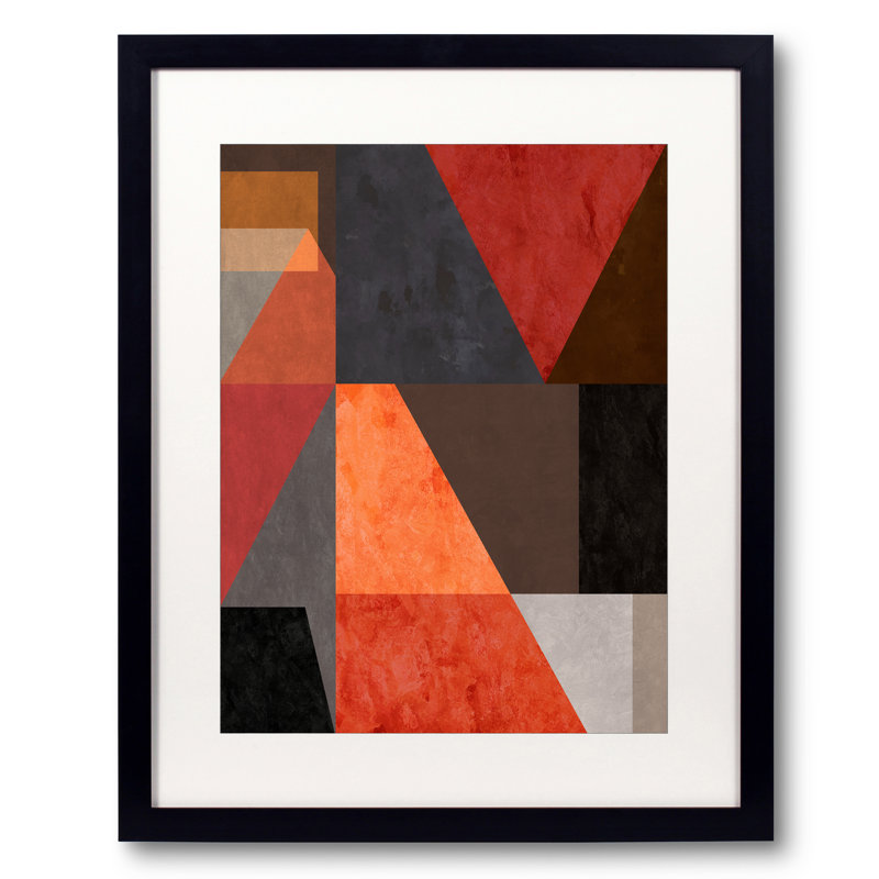 Motif géométrique 2 par Angel Estevez - impression, Papier avec cadre noir, H 24 po x l 30 po