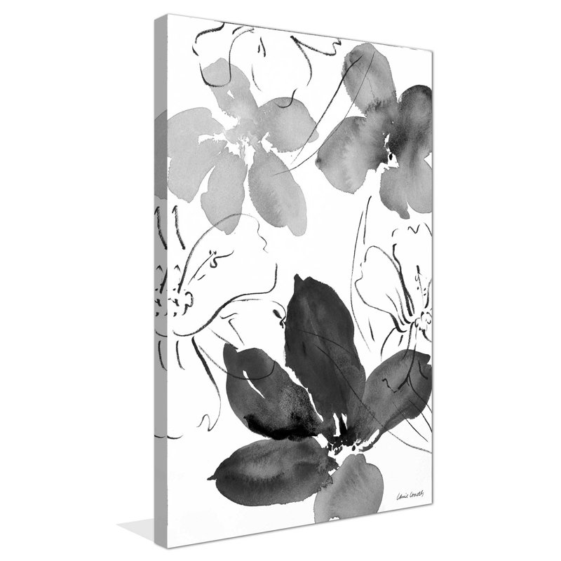 «Into Summer Black and White II», reproduction de peinture à l'aquarelle, H 40 po x l 24 po x P 1,5 po, Toile tendue