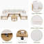 Ensemble de mobilier de jardin modulaire 7 pièces en rotin PE résistant aux intempéries, avec coussins épais et oreillers, canapé d'angle modulaire et table basse ronde pour jardin, terrasse ou balcon, beige