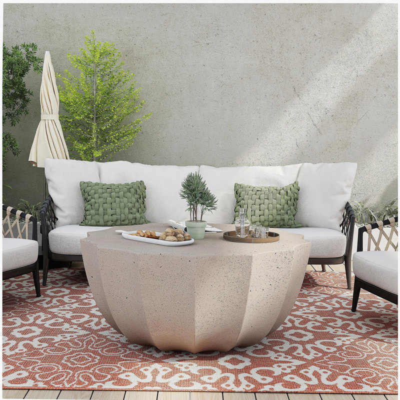 Table basse d'extérieur imperméable 35,43 po, Blanc