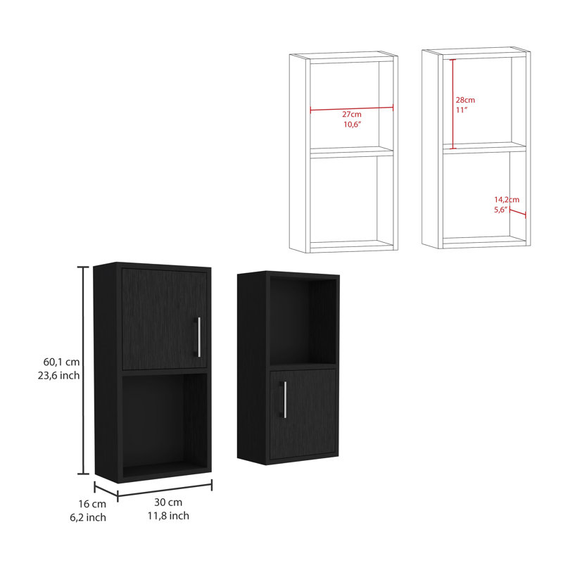 Haili Bathroom Cabinet, Black