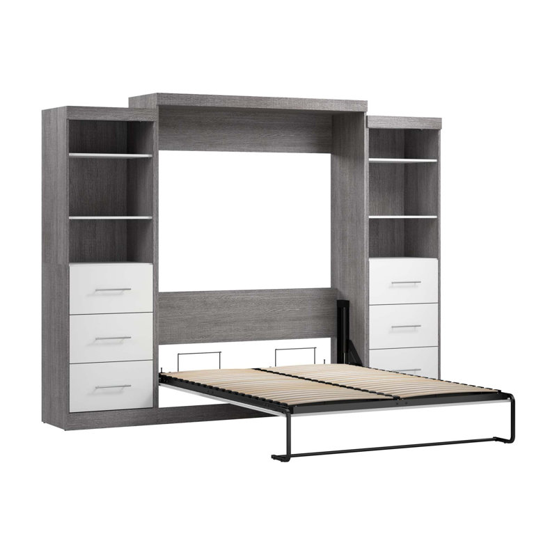 Arthor Metal Murphy Bed, Bark Gray/White