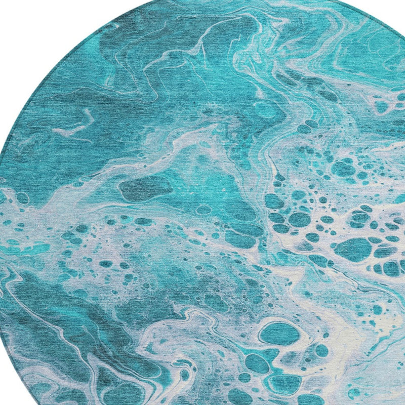Tapis rond bleu 8 po