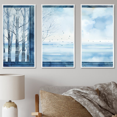 «White and Blue Winter Forest Collage VII - Winter Landscape», art mural