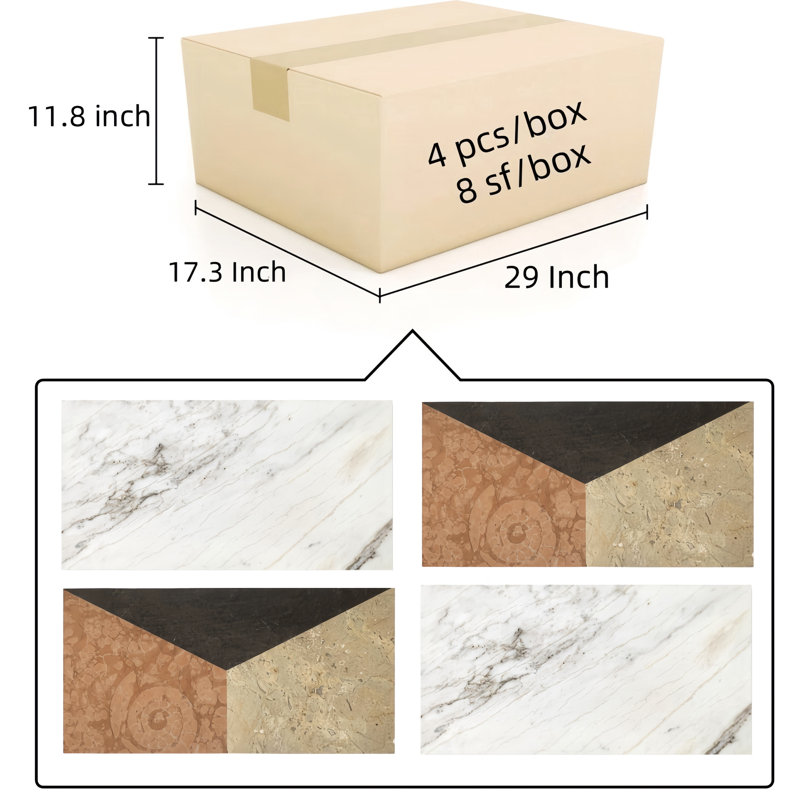 4 tuiles de marbre améliorées 12X24 - Transformez votre espace en pierre naturelle blanc or rouge gris pour l'intérieur