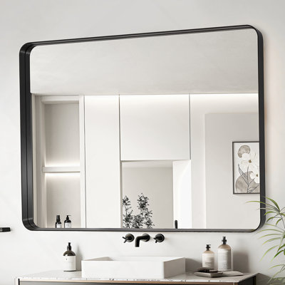 40X30 Inch Black Aluminium Frame Bathroom Mirror