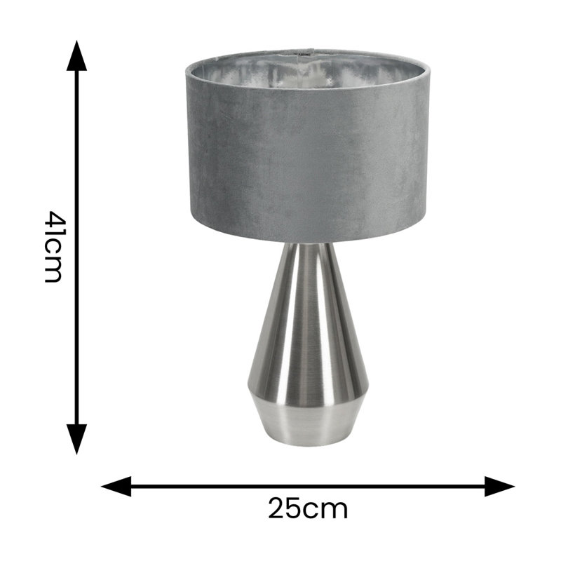 Alamar Metal Table Lamp, Yes, Grey, Silver