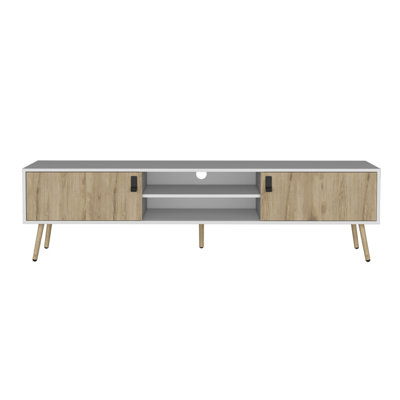  Meuble télé 71 po avec rangement blanc et beige