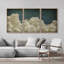 Clouds " Green Navy Blue Pastel Clouds Abstract Landscapes Vintage Moody Minimalist Wall Decor Artwork 3 " 3 - Pieces-98126498-98126497