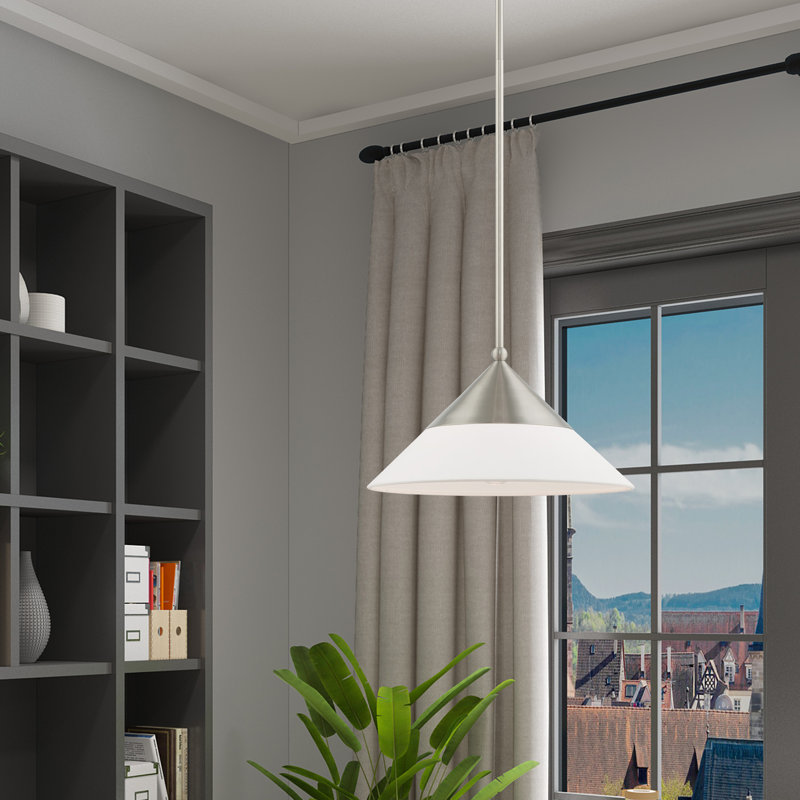 Harbourvale 1 - Light Pendant, Brushed Nickel, Off-White